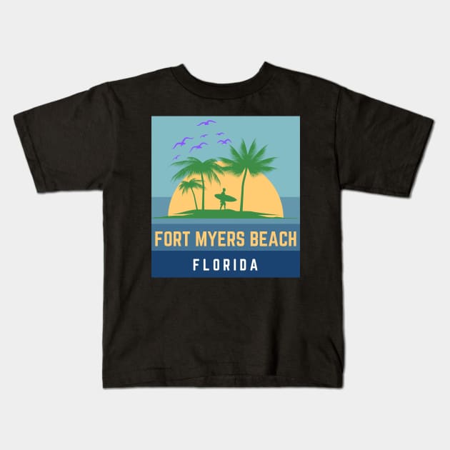 Fort Myers Beach Florida Sunset Kids T-Shirt by bougieFire